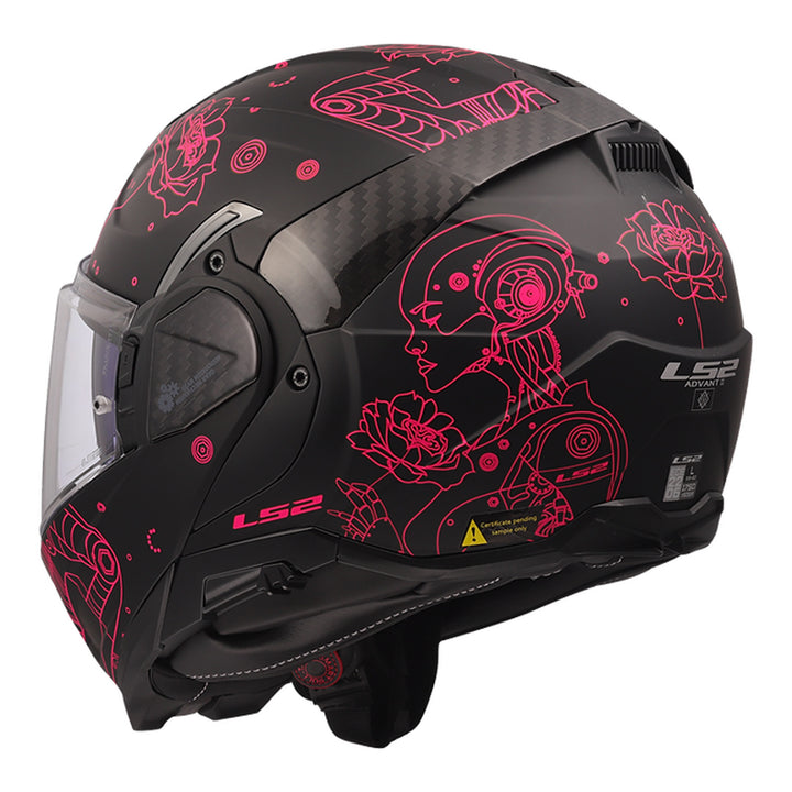 LS2 Helmets Advant II Sophia Helmet Matte Pink/Black - Rear Left Side View