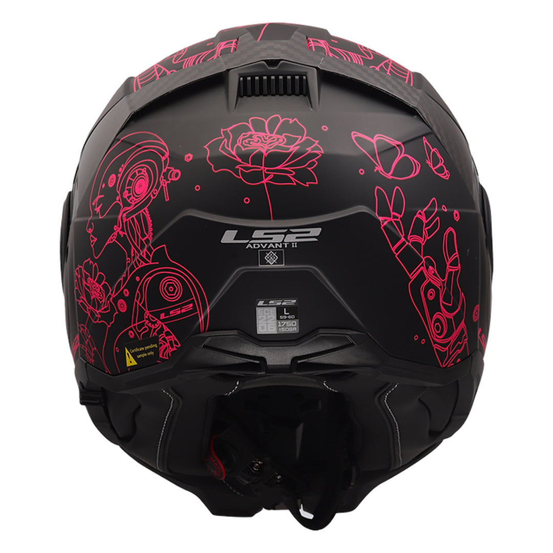 LS2 Helmets Advant II Sophia Helmet Matte Pink/Black - Rear View
