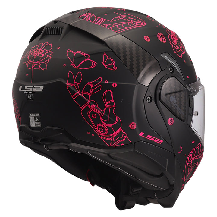 LS2 Helmets Advant II Sophia Helmet Matte Pink/Black - Rear Right Side View
