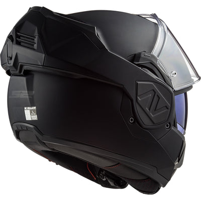 LS2 Helmets Advant Solid Helmet Matte Noir - Rear Side View with Chin Bar Rotated to Back of Helmet