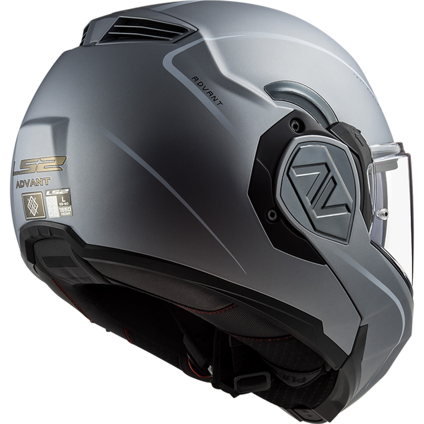 LS2 Helmets Advant Solid Helmet Matte Silver - Rear Side View