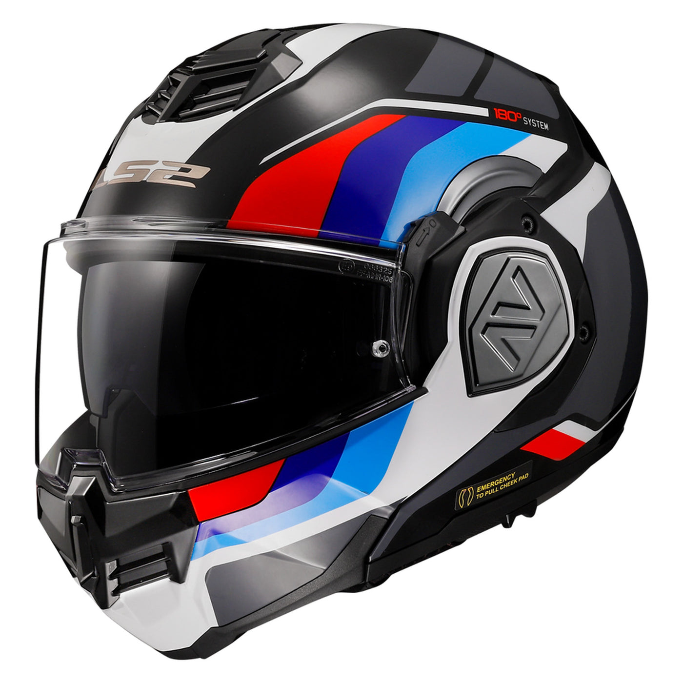 LS2 Helmets Advant Sport Helmet Gloss Black/Blue/Red - Front Side View