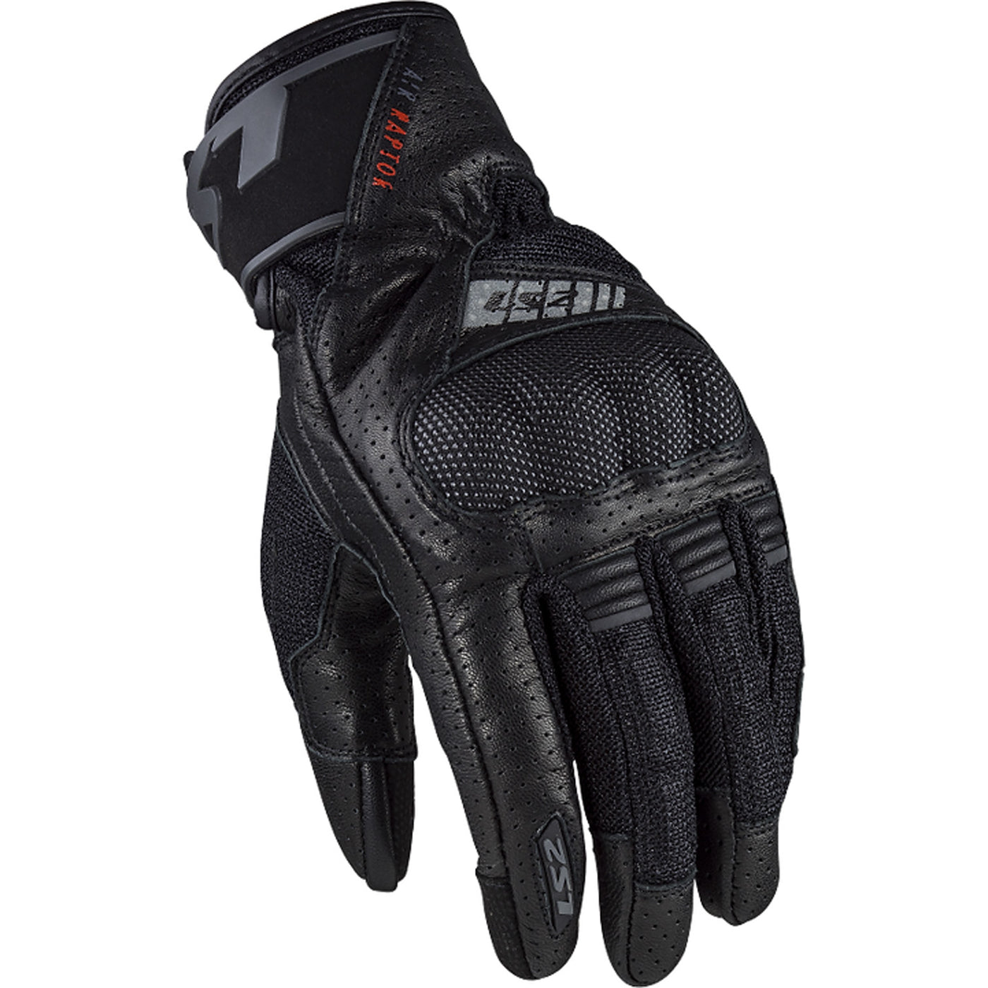 LS2 Helmets Air Raptor Men's Sport Gloves Black - Back of Hand View