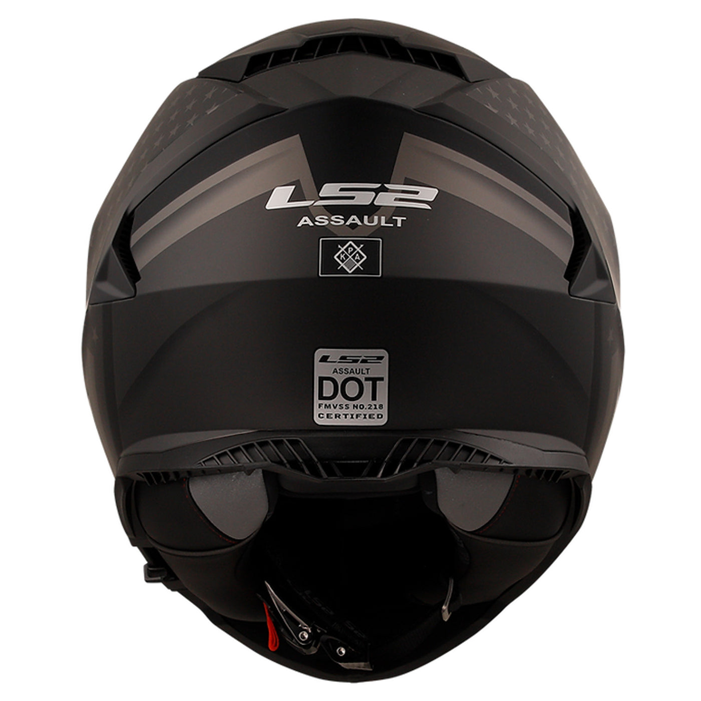 LS2 Helmets Assault Flag Helmet Matte Black - Rear View