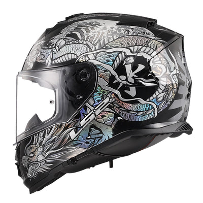 LS2 Helmets Assault Warrior Helmet Krome Silver/Black - Left Side View