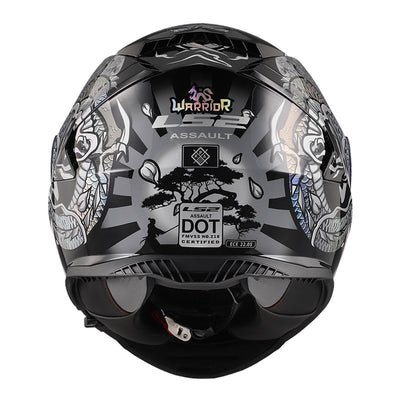 LS2 Helmets Assault Warrior Helmet Krome Silver/Black - Rear View