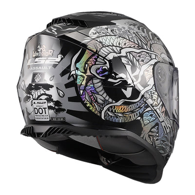 LS2 Helmets Assault Warrior Helmet Krome Silver/Black - Rear Right Side View