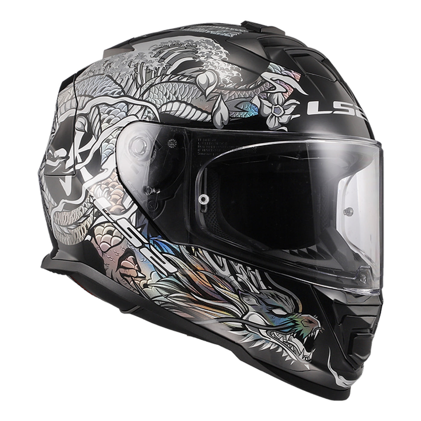 LS2 Helmets Assault Warrior Helmet Krome Silver/Black - Front Right Side View