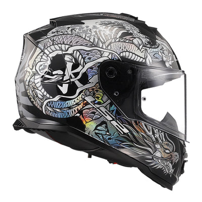 LS2 Helmets Assault Warrior Helmet Krome Silver/Black - Right Side View