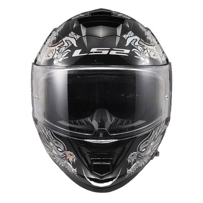 LS2 Helmets Assault Warrior Helmet Krome Silver/Black - Front View