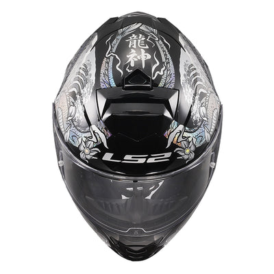 LS2 Helmets Assault Warrior Helmet Krome Silver/Black - Top View