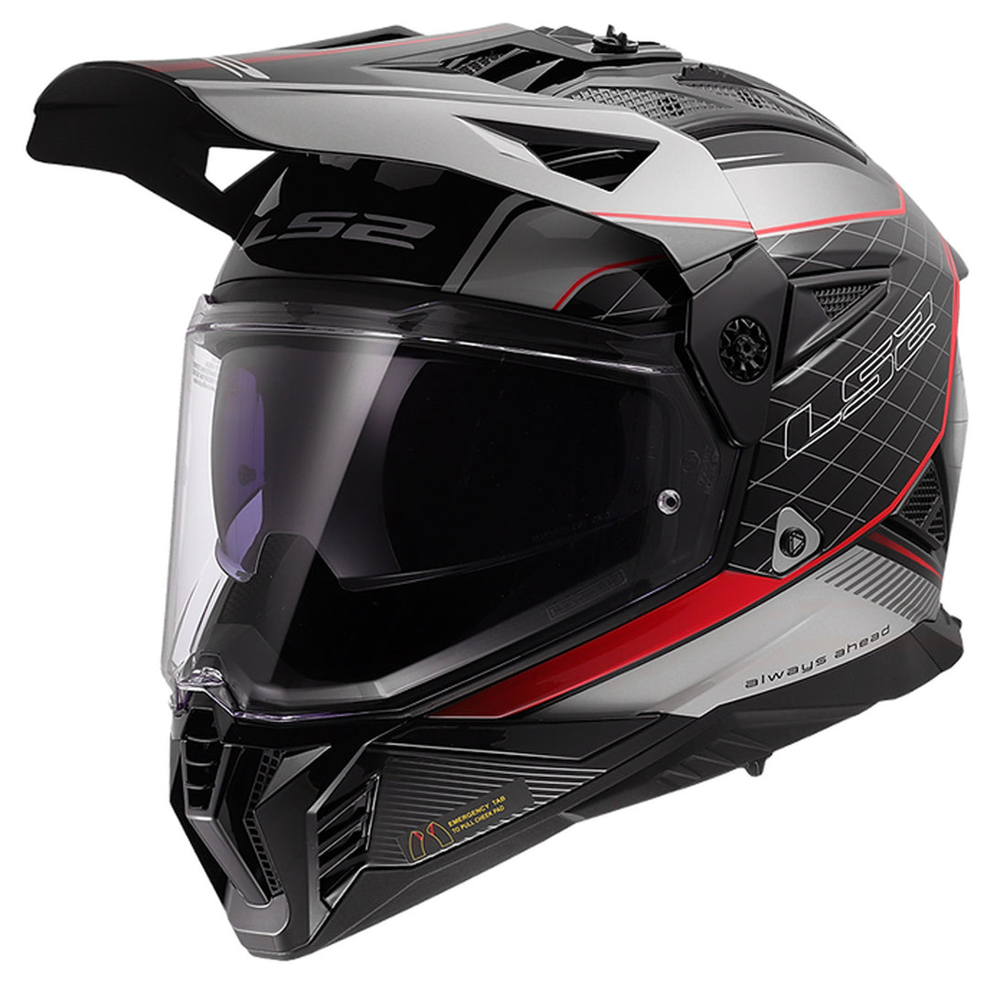 LS2 Helmets Blaze II 100th Meridian Helmet Gloss Black/Gray/Red - Front Left Side View