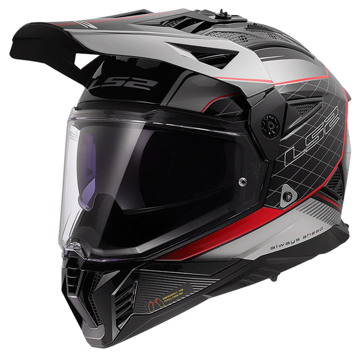 LS2 Helmets Blaze II 100th Meridian Helmet Gloss Black/Gray/Red - Front Left Side View