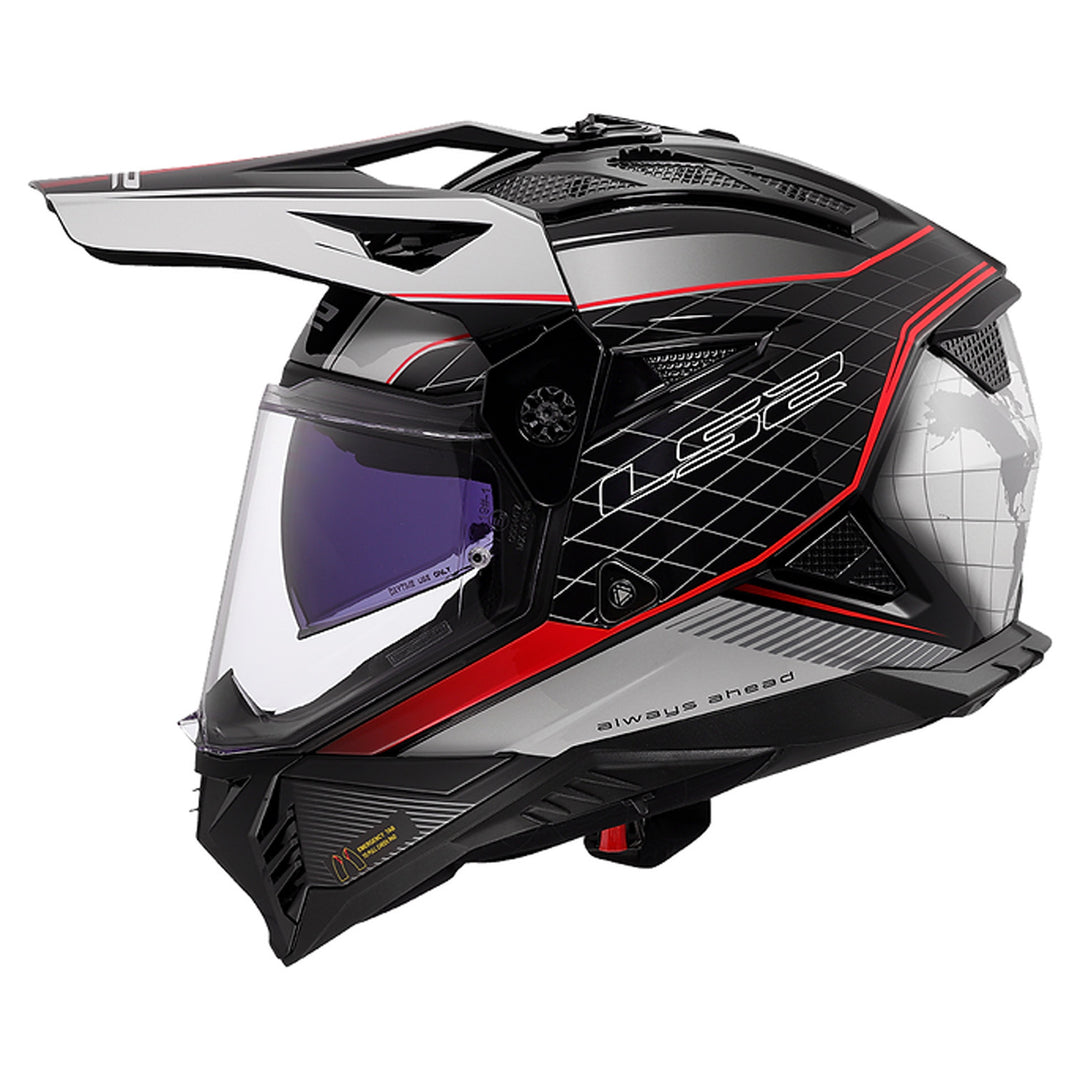LS2 Helmets Blaze II 100th Meridian Helmet Gloss Black/Gray/Red - Left Side View