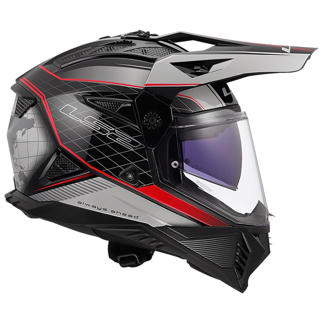LS2 Helmets Blaze II 100th Meridian Helmet Gloss Black/Gray/Red - Right Side View