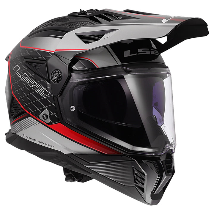 LS2 Helmets Blaze II 100th Meridian Helmet Gloss Black/Gray/Red - Front Right Side View