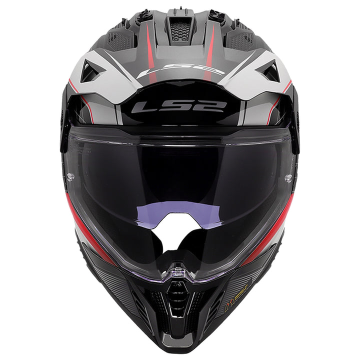 LS2 Helmets Blaze II 100th Meridian Helmet Gloss Black/Gray/Red - Front View