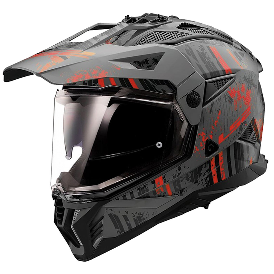 LS2 Helmets Blaze II Crazy Helmet Matte Gray/Red - Front Side View