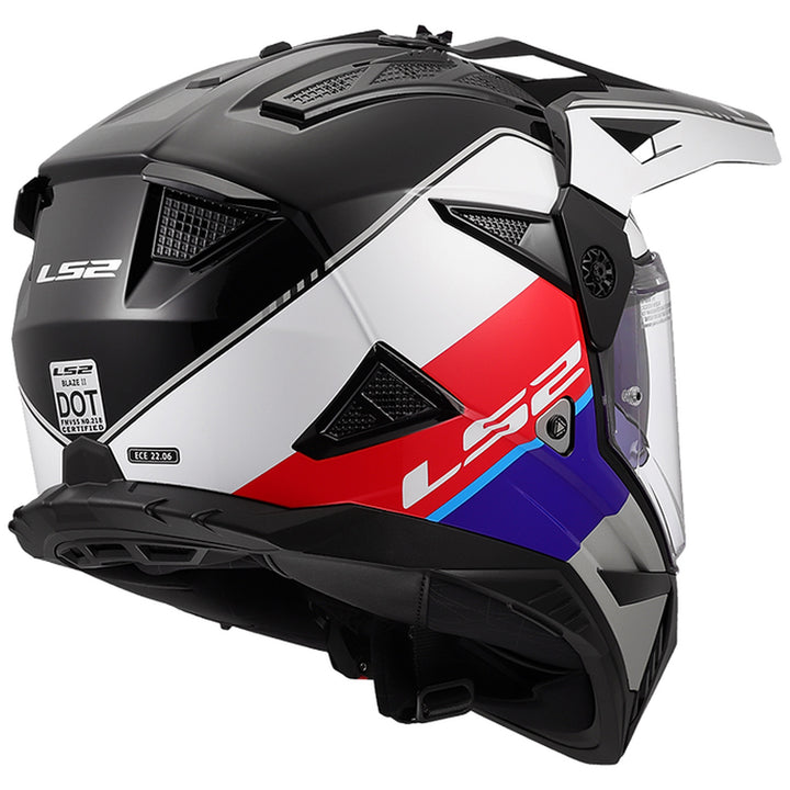 LS2 Helmets Blaze II Rally Helmet Gloss Red/White/Blue - Rear Right Side View