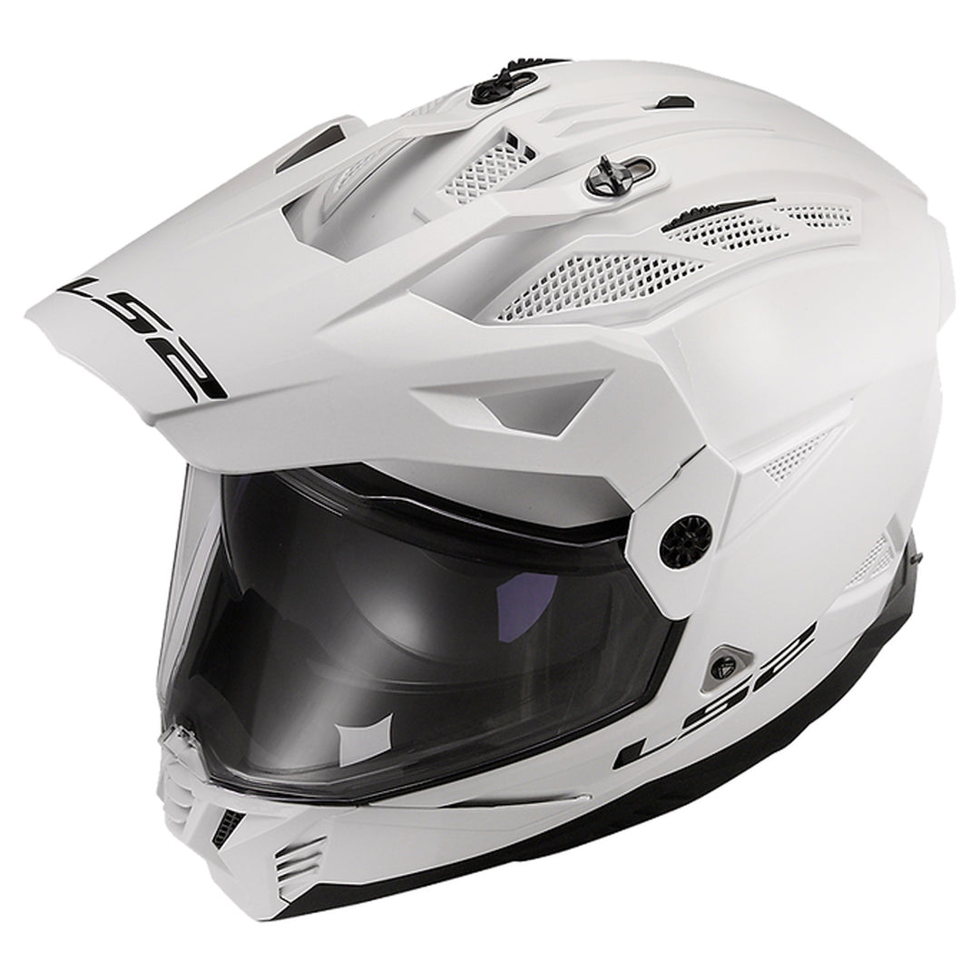 LS2 Helmets Blaze II Solid Helmet Gloss White - Top Front Left Side View