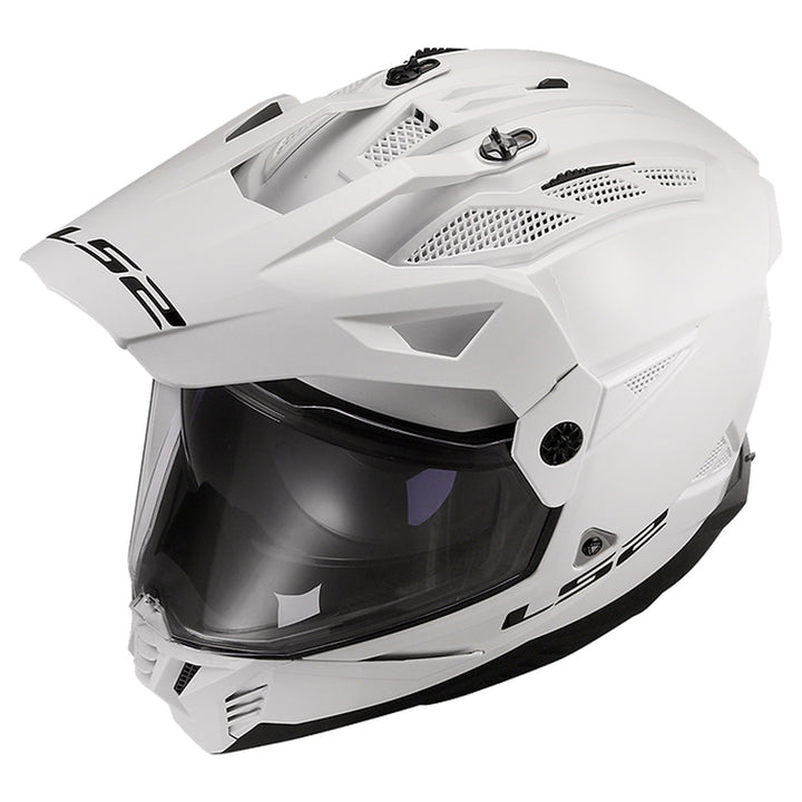 LS2 Helmets Blaze II Solid Helmet Gloss White - Top Front Left Side View