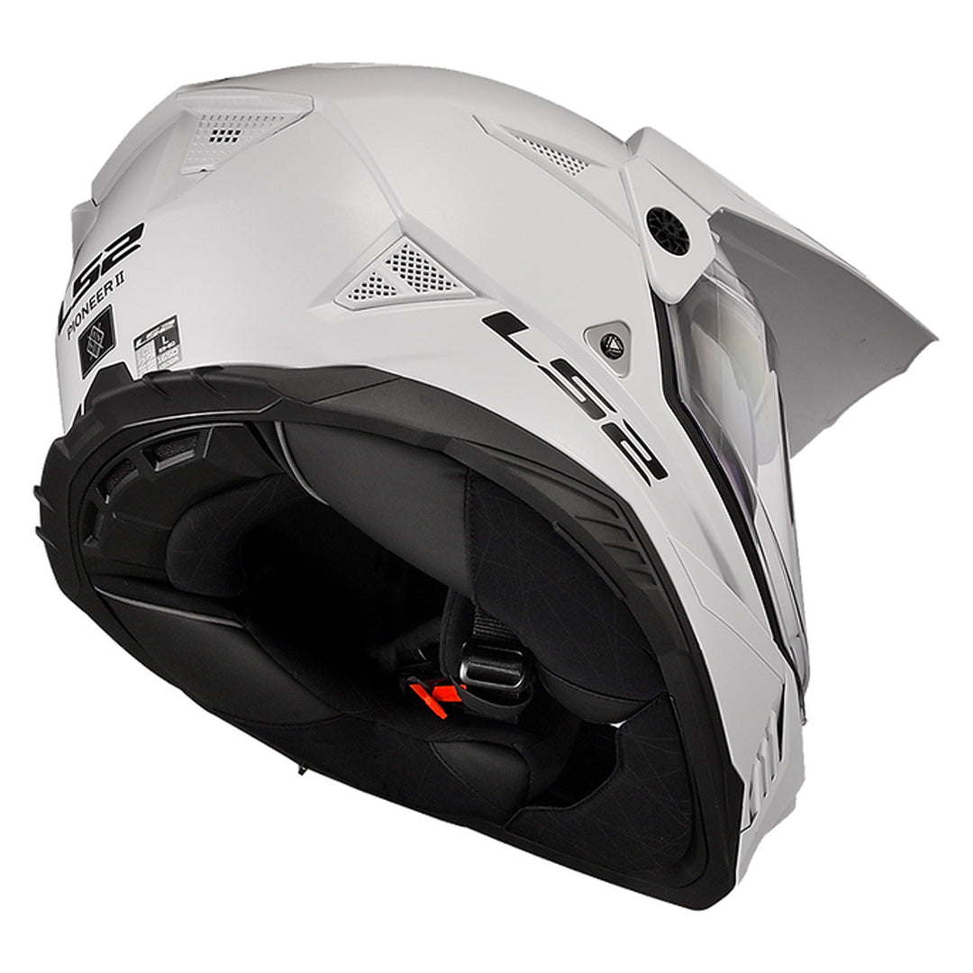 LS2 Helmets Blaze II Solid Helmet Gloss White - Bottom Rear Right Side View