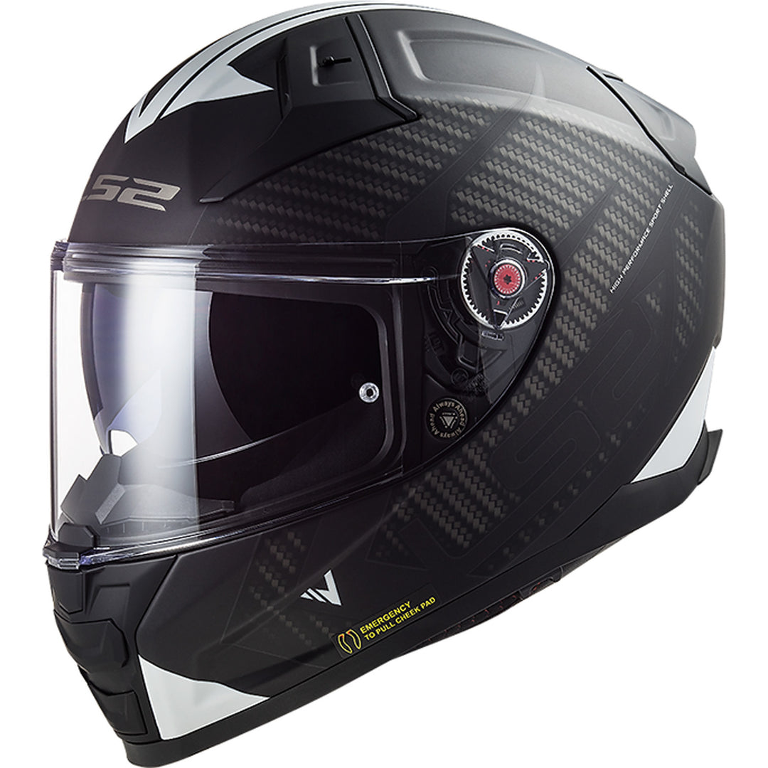 LS2 Helmets Citation II Splitter Helmet Matte Black/White - Front Side View