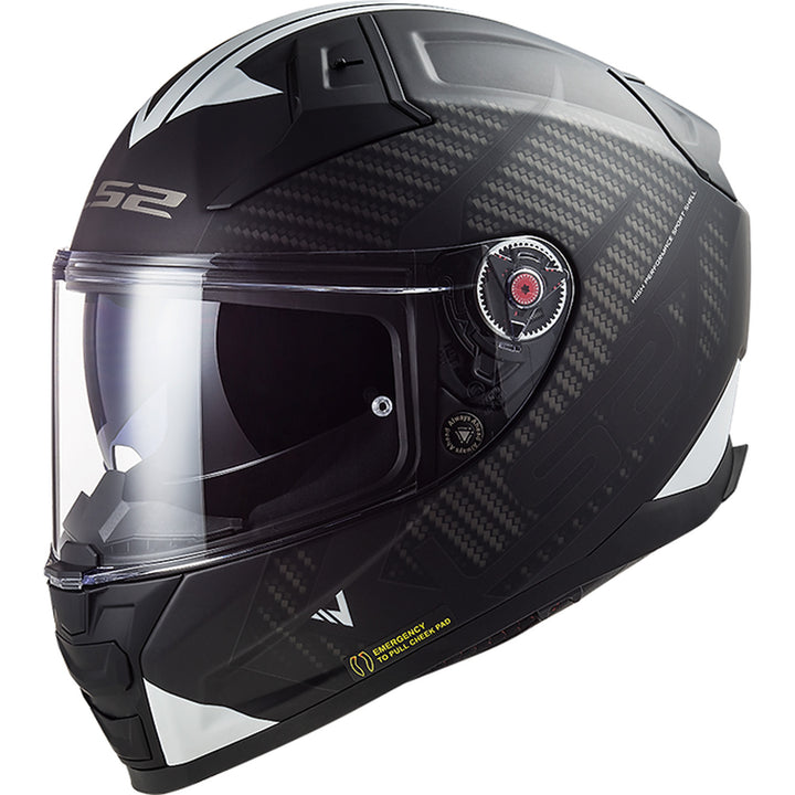 LS2 Helmets Citation II Splitter Helmet Matte Black/White - Front Side View