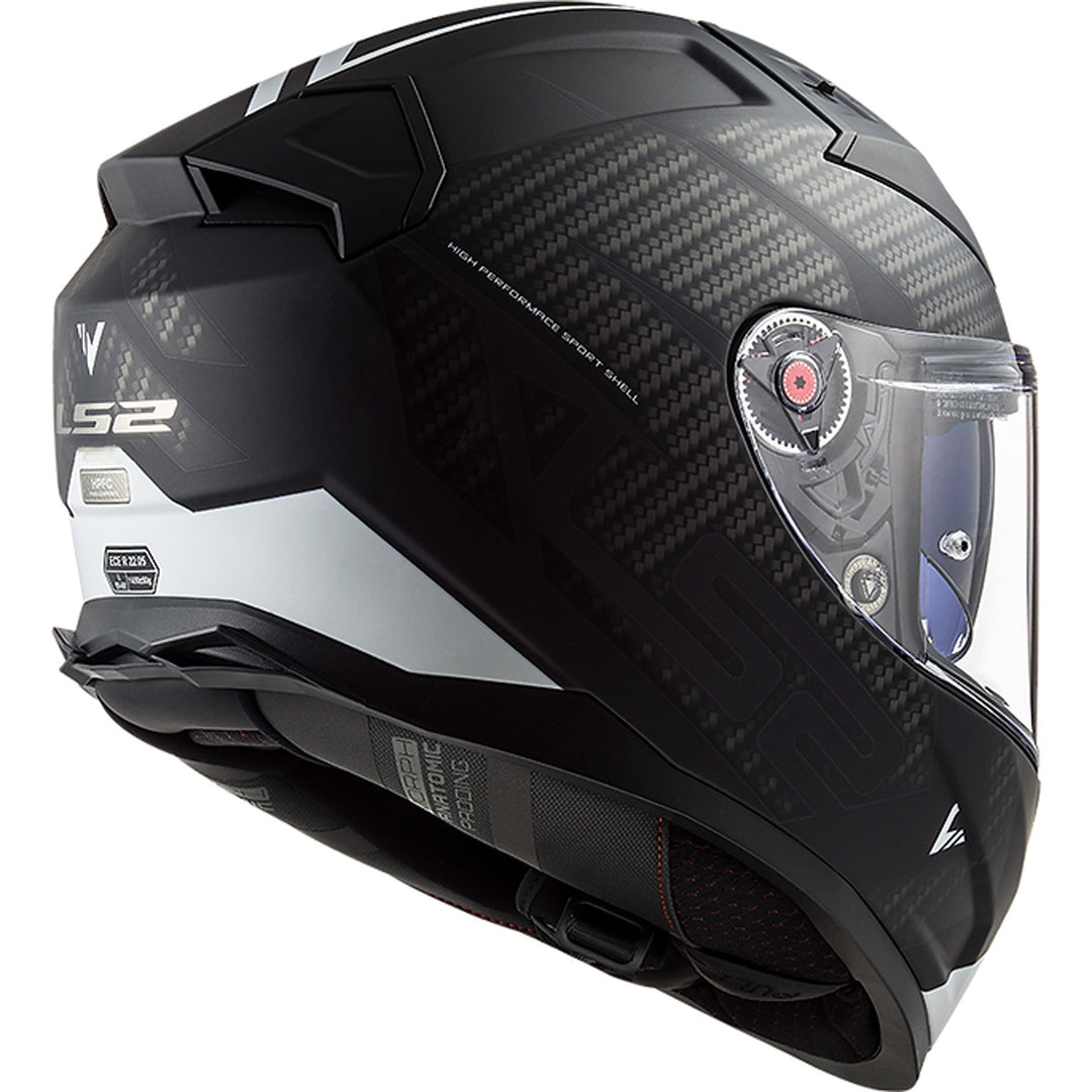 LS2 Helmets Citation II Splitter Helmet Matte Black/White - Rear Side View
