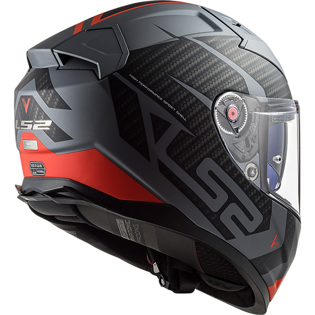 LS2 Helmets Citation II Splitter Helmet Matte Titanium/Red - Rear Side View