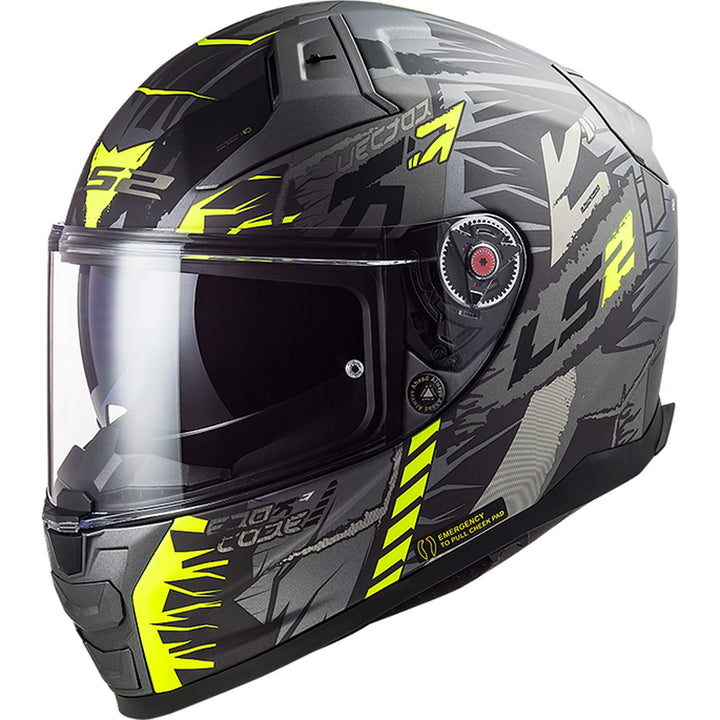 LS2 Helmets Citation II Techbot Helmet Matte Titanium/Hi-Vis - Front Side View