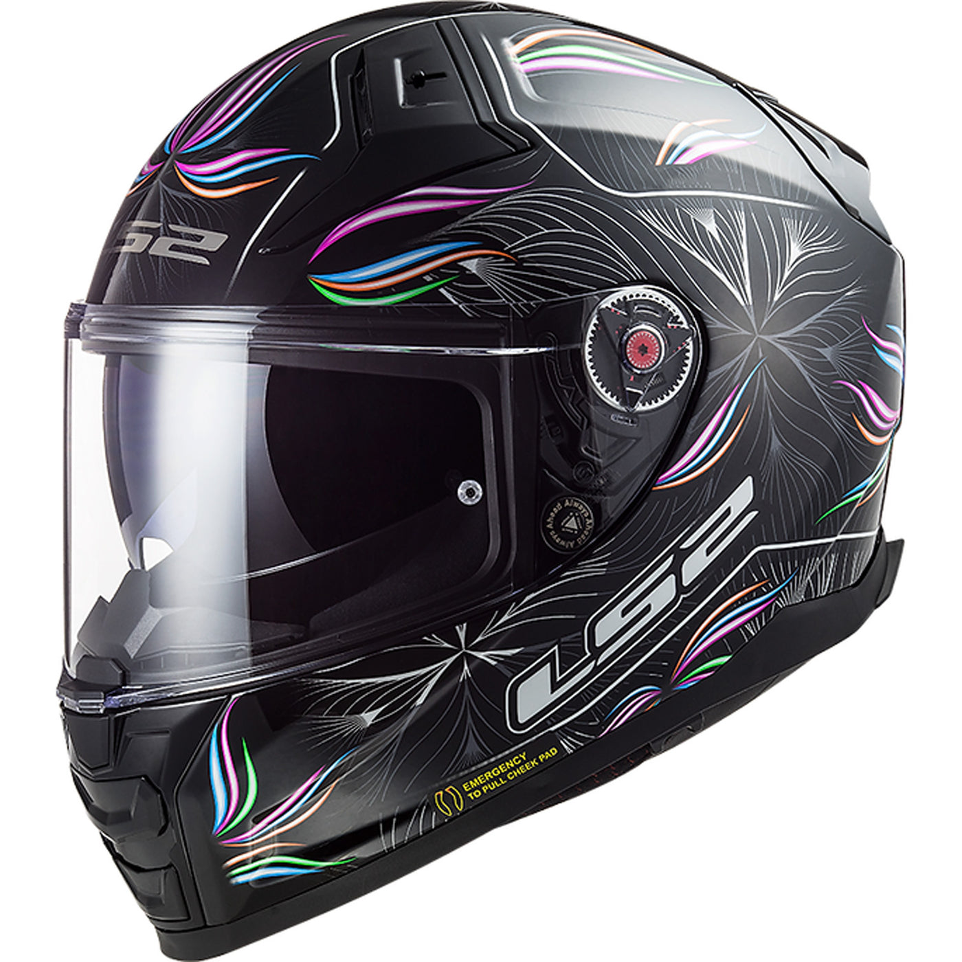 LS2 Helmets Citation II Tropical Helmet Gloss Black/White - Front Side View