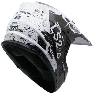 LS2 Helmets Coz Hyde Helmet Black/White - Rear Right Side View