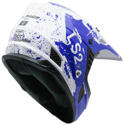 LS2 Helmets Coz Hyde Helmet Blue/White - Rear Right Side View