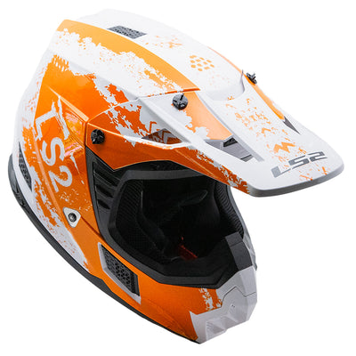 LS2 Helmets Coz Hyde Helmet Orange/White - Front Right Side View