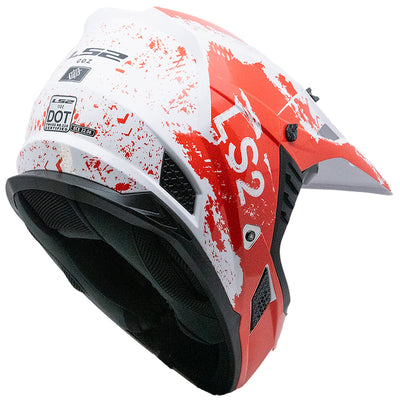 LS2 Helmets Coz Hyde Helmet Red/White - Rear Right Side View