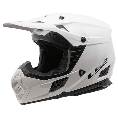 LS2 Helmets Coz Solid Helmet Gloss White - Front Side View