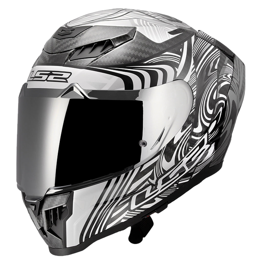 LS2 Helmets Dragon Enthum Helmet Gloss Silver - Front Side View
