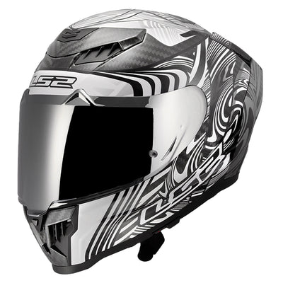LS2 Helmets Dragon Enthum Helmet Gloss Silver - Front Side View