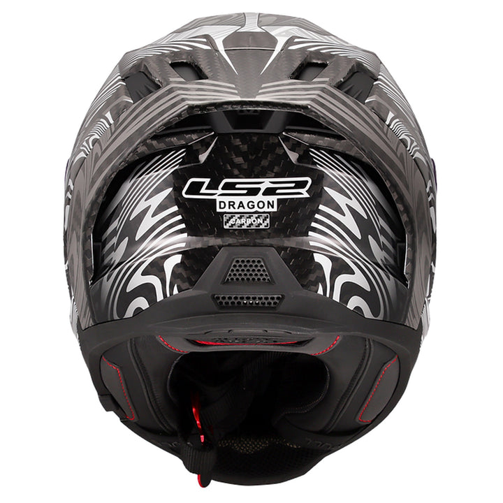 LS2 Helmets Dragon Enthum Helmet Gloss Silver - Rear View
