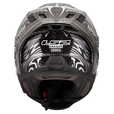LS2 Helmets Dragon Enthum Helmet Gloss Silver - Rear View