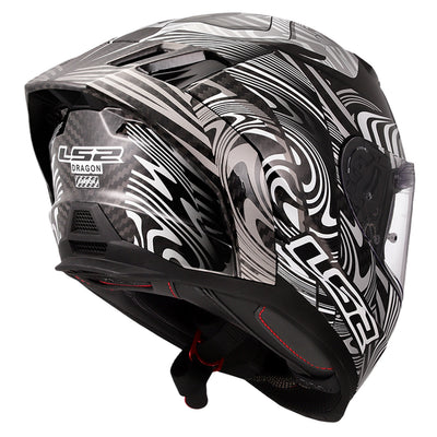 LS2 Helmets Dragon Enthum Helmet Gloss Silver - Rear Side View
