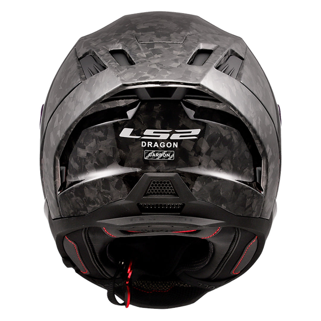 LS2 Helmets Dragon Forged Carbon Helmet Gloss Forged Carbon - Rear View