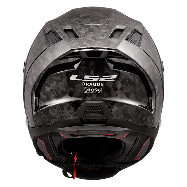 LS2 Helmets Dragon Forged Carbon Helmet Gloss Forged Carbon - Rear View