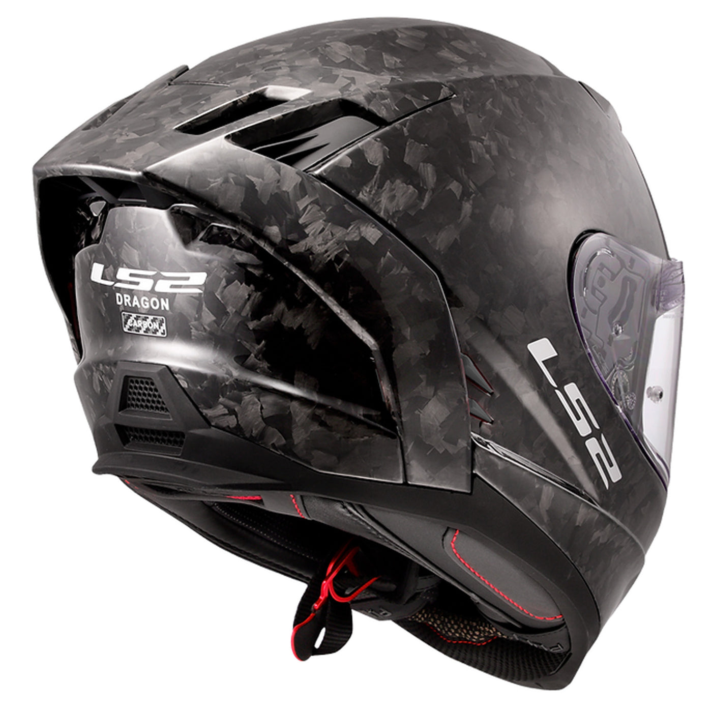 LS2 Helmets Dragon Forged Carbon Helmet Gloss Forged Carbon - Rear Side View