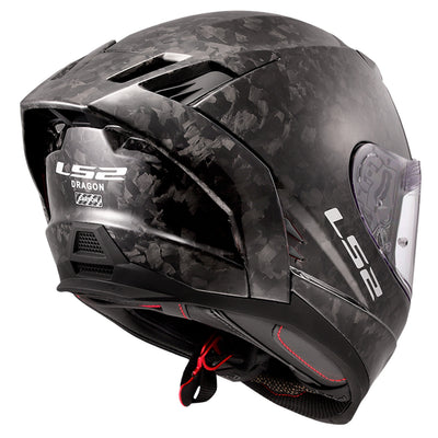 LS2 Helmets Dragon Forged Carbon Helmet Gloss Forged Carbon - Rear Side View