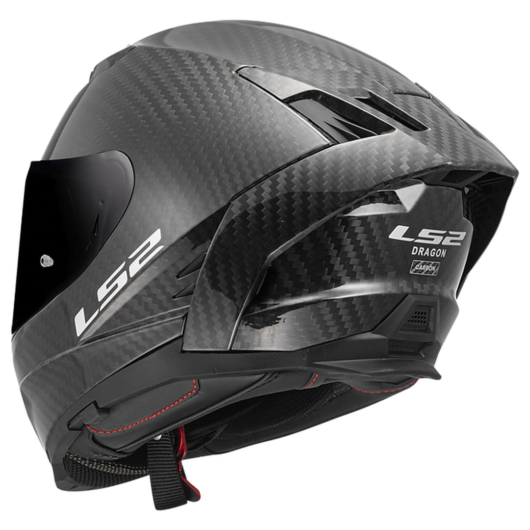 LS2 Helmets Dragon Solid Carbon Helmet Gloss Carbon - Rear Left Side View