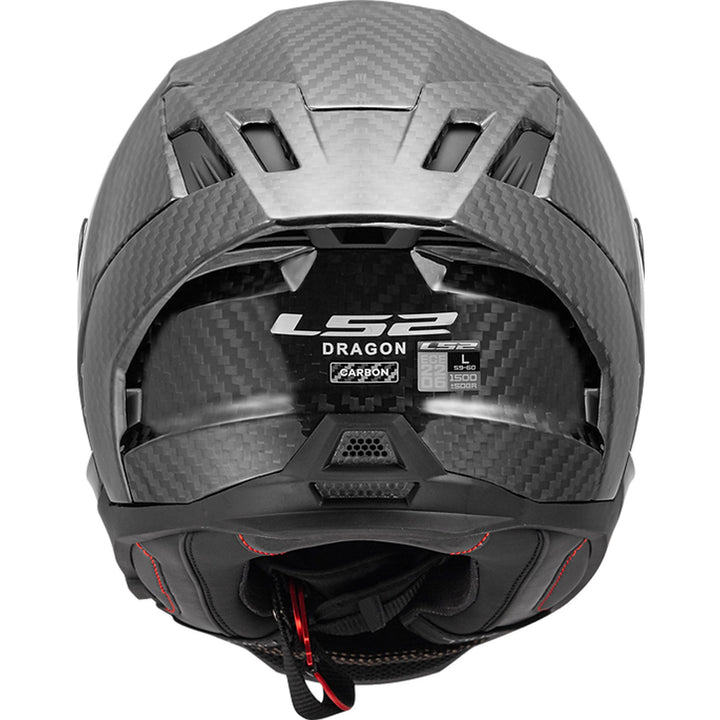 LS2 Helmets Dragon Solid Carbon Helmet Gloss Carbon - Rear View