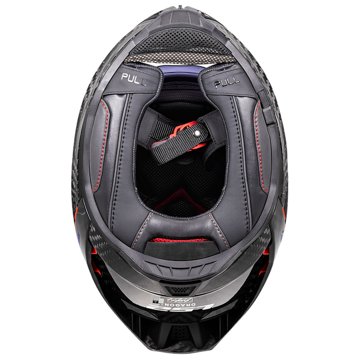 LS2 Helmets Dragon Solid Carbon Helmet Gloss Carbon - Bottom Up View