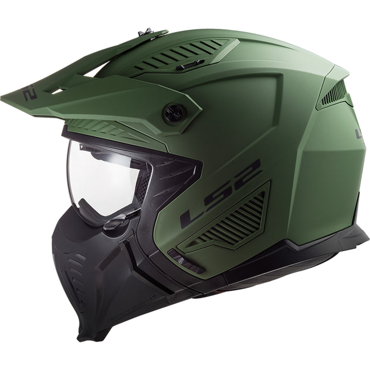 LS2 Helmets Drifter Solid Helmet Matte Military Green - Left Side View